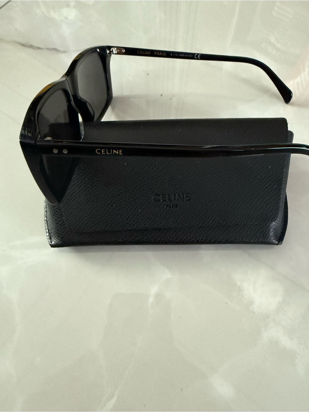 Celine Black Rectangular Acetate Sunglasses - Picture 3 of 7